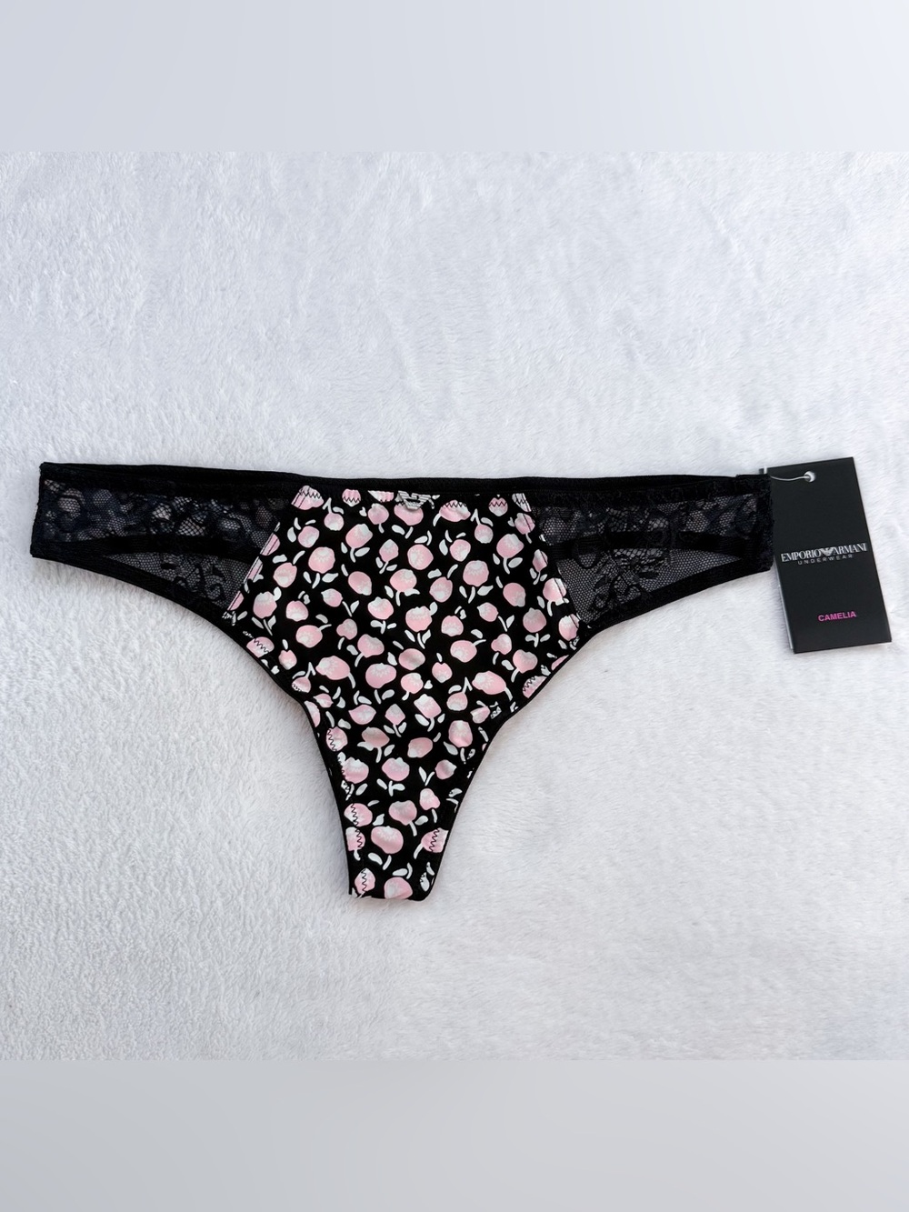 Vintage Emporio Armani Floral Lace Gardenia Thong NWT Deadstock Lingerie Y2K